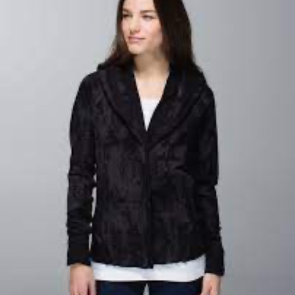 Lululemon To Class Jacket Sea Bed Black Deep Coal / Black w/Thumb Holes Sz 6